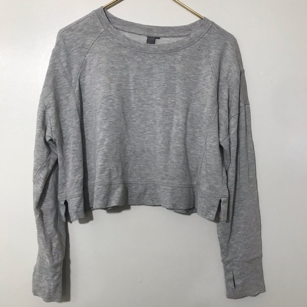 Sweaty Betty Light Grey Cropped Sweatshirt Sz 12